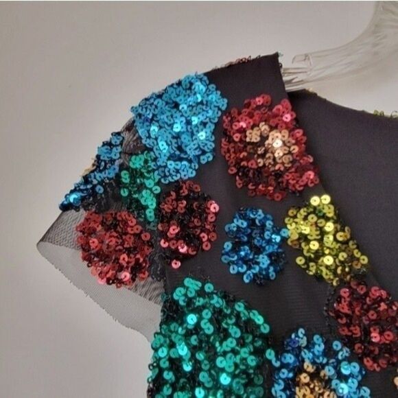 NWT Anthropologie Eva Franco Multicolor Sequined Holiday Party Midi Dress - Picture 11 of 16